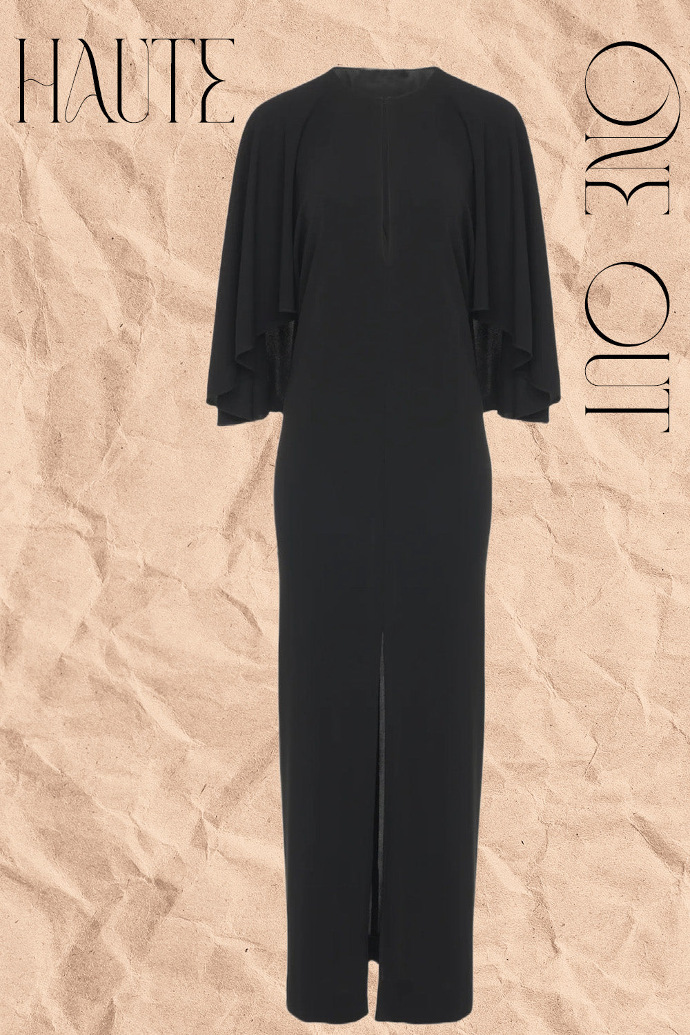 Black Structured Cape Sleeve Midi Dress