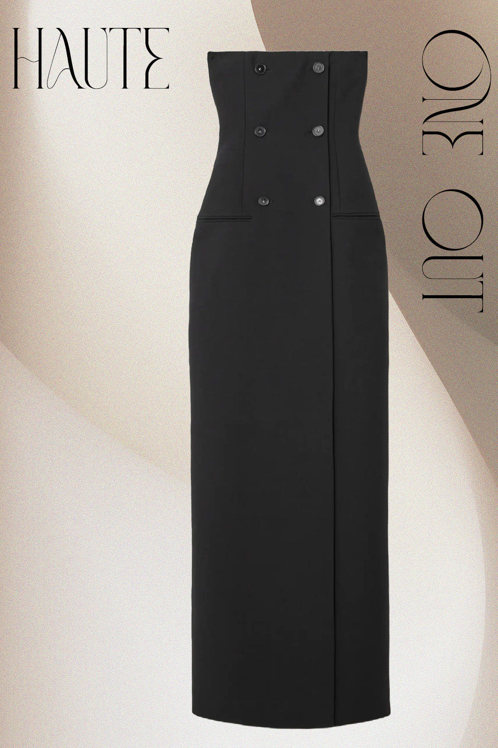 Black Strapless Double-Breasted Maxi Dress