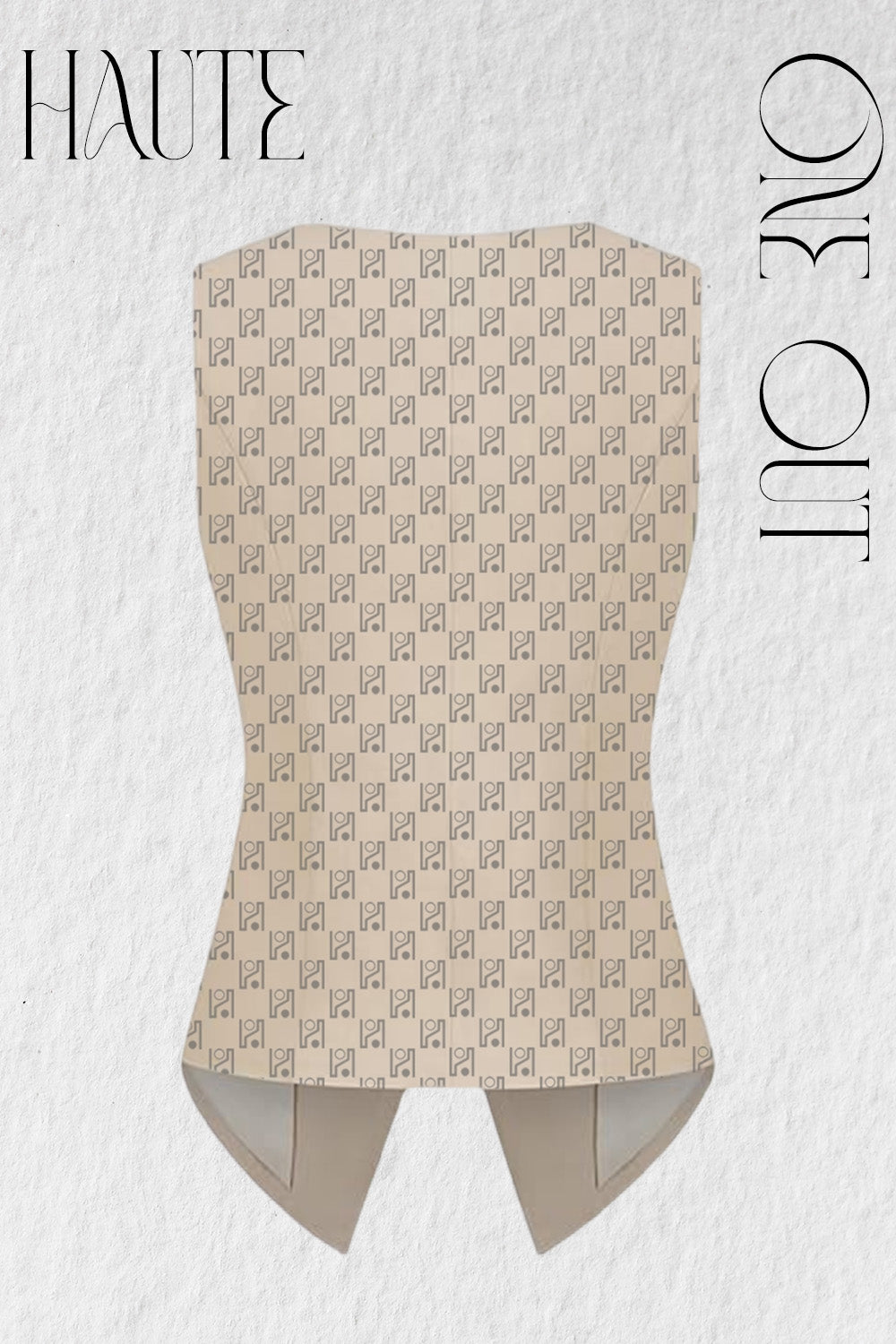 Beige Monogram Wrap Vest With Side Tie