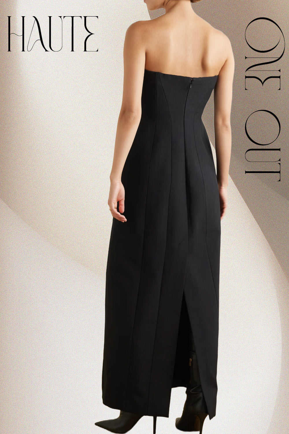 Black Strapless Double-Breasted Maxi Dress