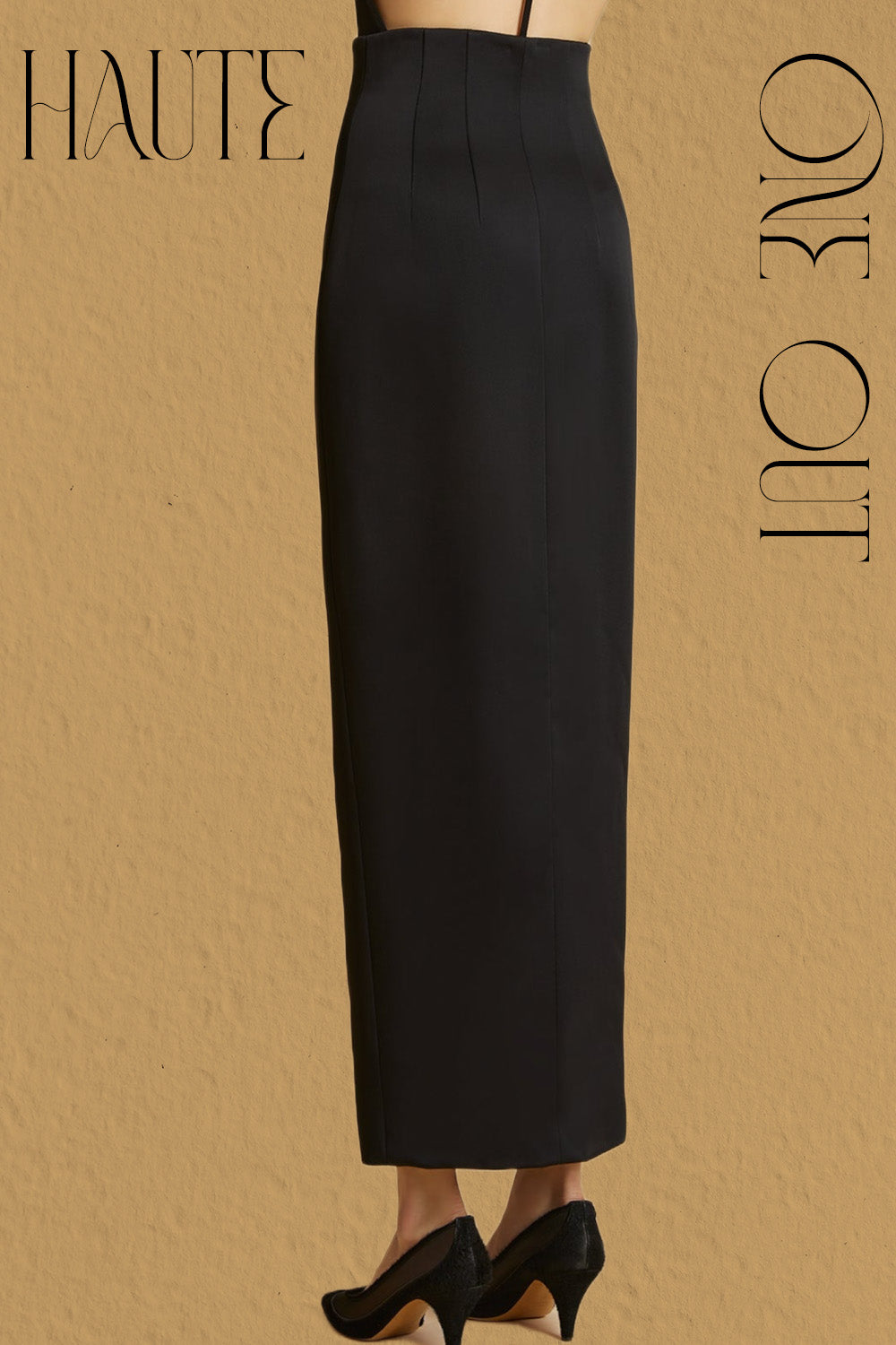 Black High-Waisted Pencil Skirt With Front Zip Detail