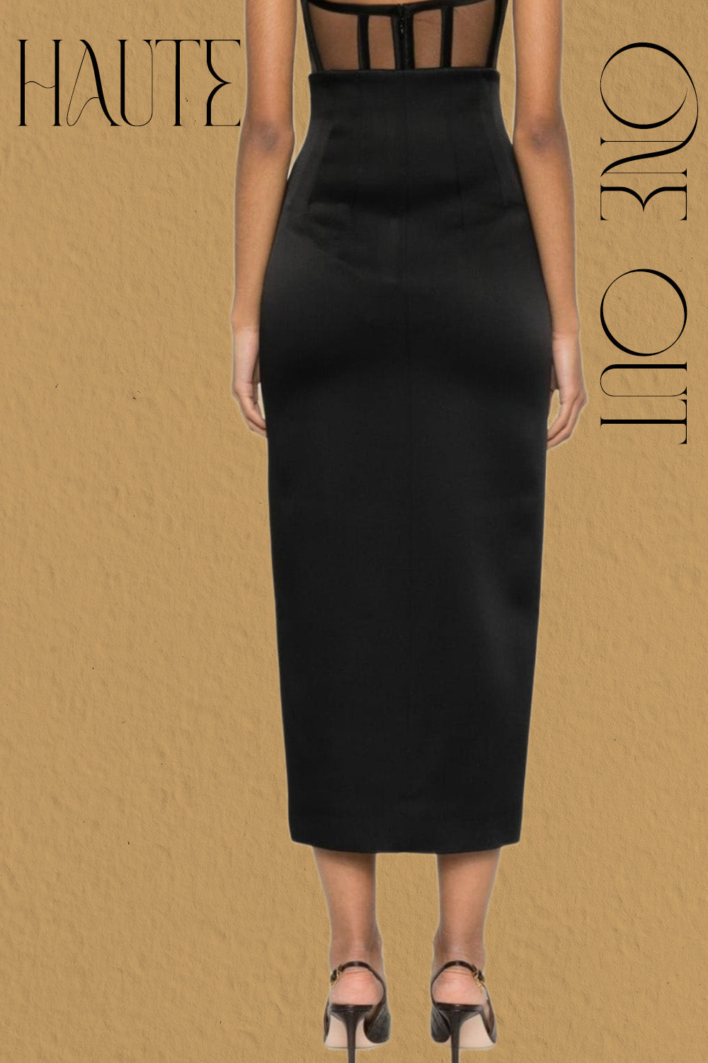 Black High-Waisted Pencil Skirt With Front Zip Detail