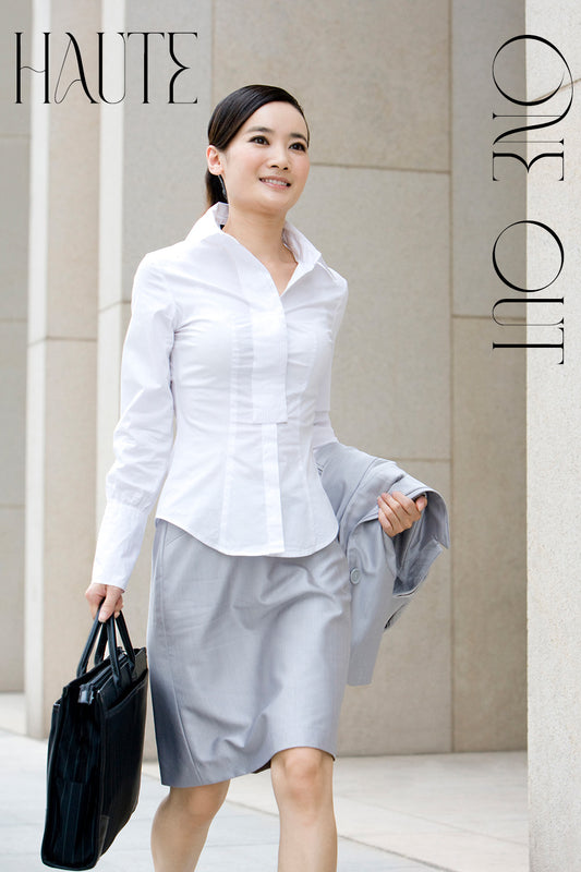 Structured White Pintuck Shirt
